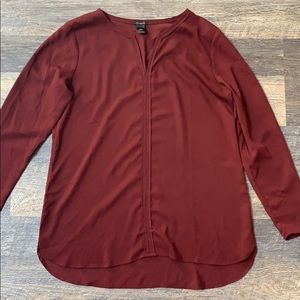 Ann Taylor Maroon long sleeve blouse Size M